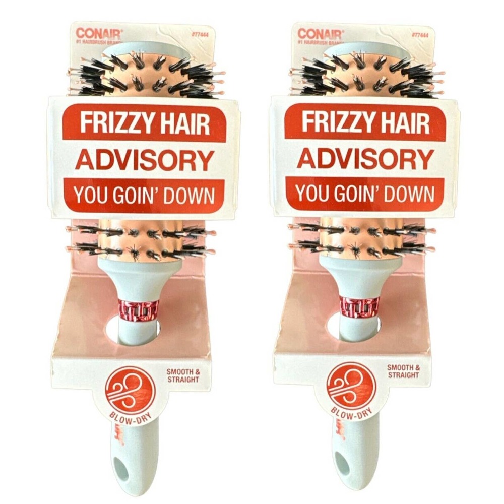 2 Pack Conair Frizzy Hair Advisory Blow-Dry Hairbrush Smooth & Straight